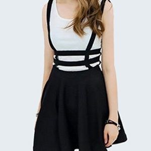 Black Skater Suspender Skirt